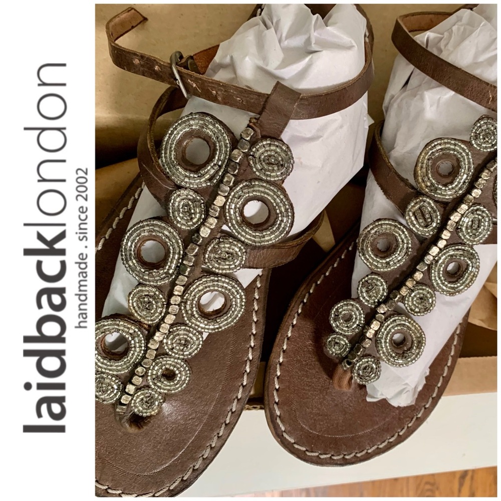 Laidback London handmade beaded sandals size 41EU/9.5 US, unworn in orig. box